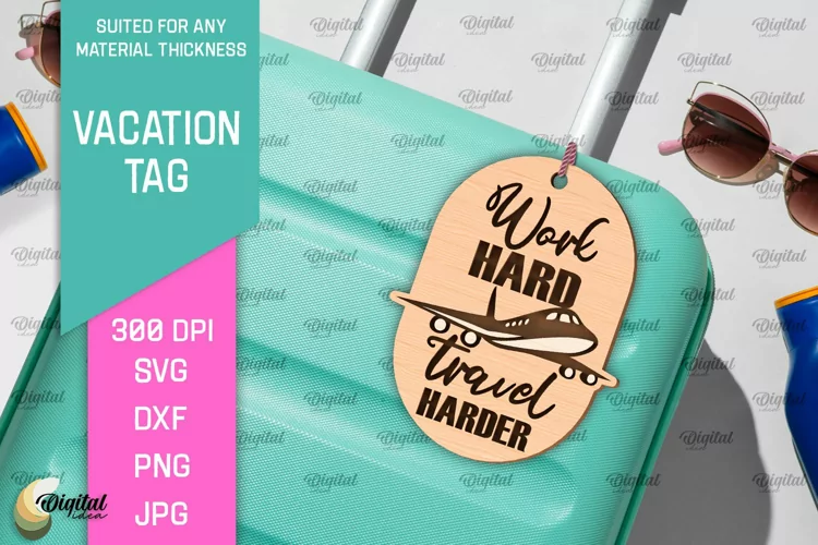 Luggage Tag Laser Cut. Wooden Travel Tag SVG