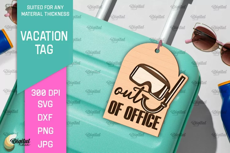Luggage Tag Laser Cut. Wooden Travel Tag SVG