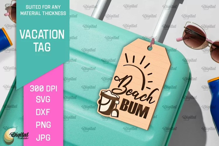 Luggage Tag Laser Cut. Wooden Travel Tag SVG
