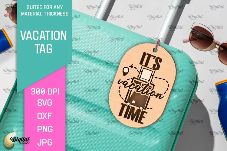 Luggage Tag Laser Cut. Wooden Travel Tag SVG