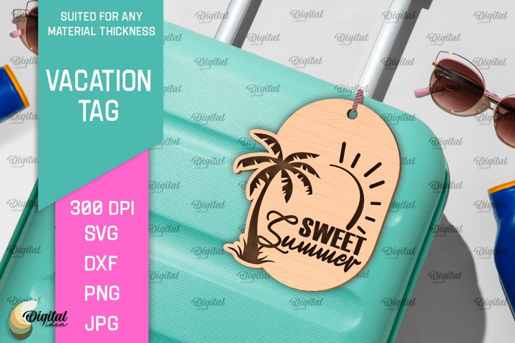 Luggage Tag Laser Cut. Wooden Travel Tag SVG