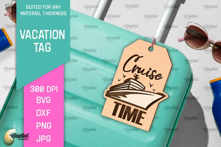 Luggage Tag Laser Cut. Wooden Travel Tag SVG
