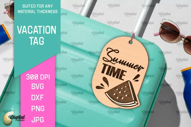 Luggage Tag Laser Cut. Wooden Travel Tag SVG