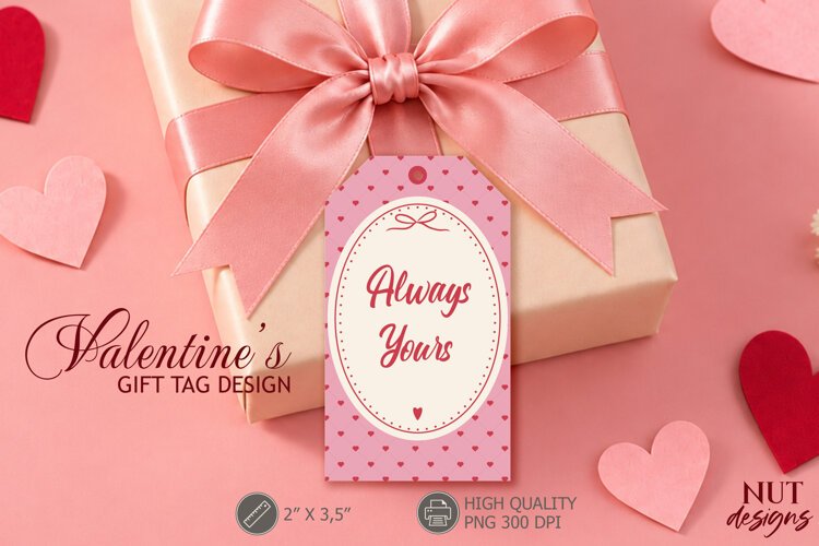 Always Yours Valentine Gift Tag Vintage romantic tag example image 1