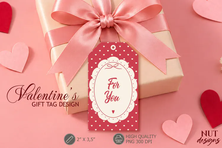 For You Valentine Heart Gift Tag Vintage coquette romantic