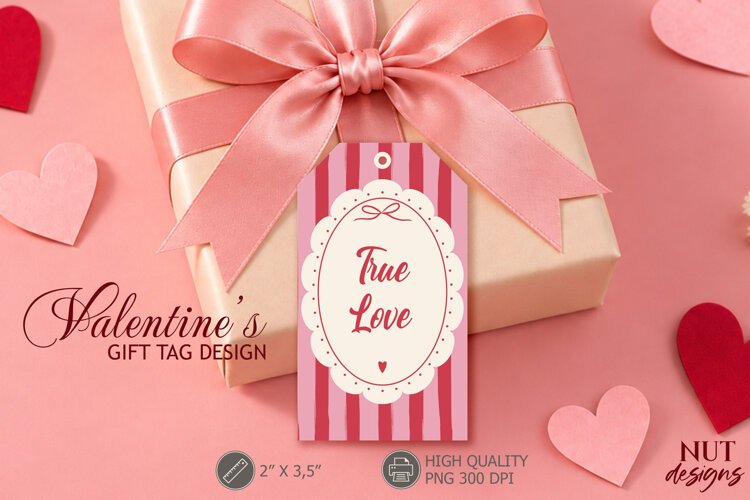 True Love Valentine Striped Tag Vintage coquette romantic example image 1