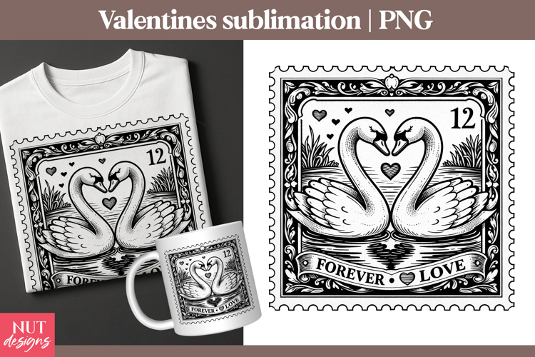 Romantic Valentine Clipart Swan Love Forever Sublimation