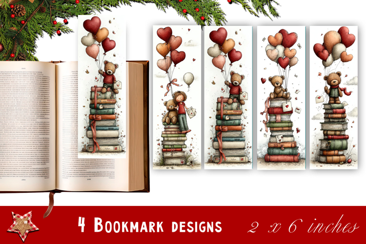 Watercolour Valentine Day, heart Bookmarks Sublimation