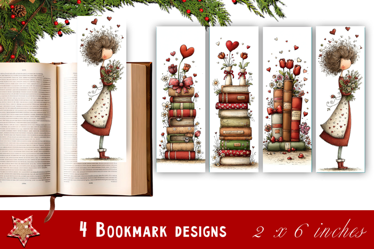 Watercolour Valentine Day, heart Bookmarks Sublimation