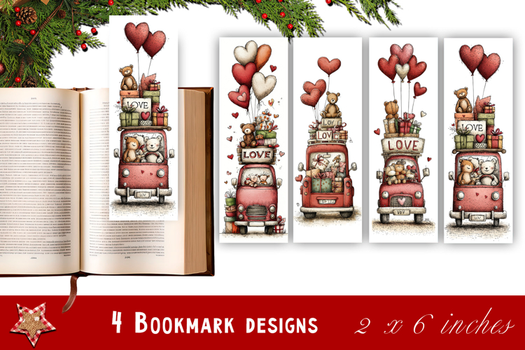Watercolour Valentine Day, heart Bookmarks Sublimation