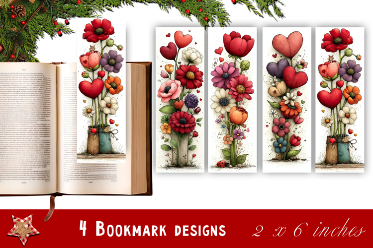 Watercolour Valentine Day, heart Bookmarks Sublimation