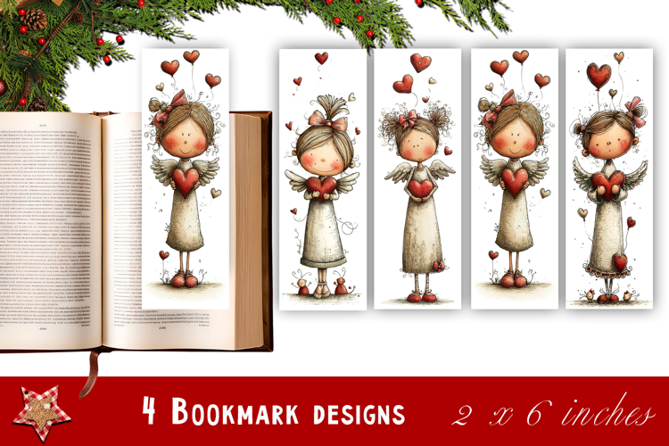 Watercolour Valentine Day, angel heart Bookmarks Sublimation