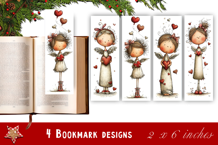 Watercolour Valentine Day, angel heart Bookmarks Sublimation