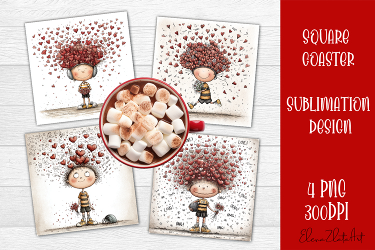 Valentines Day square coasters |love funny sublimation