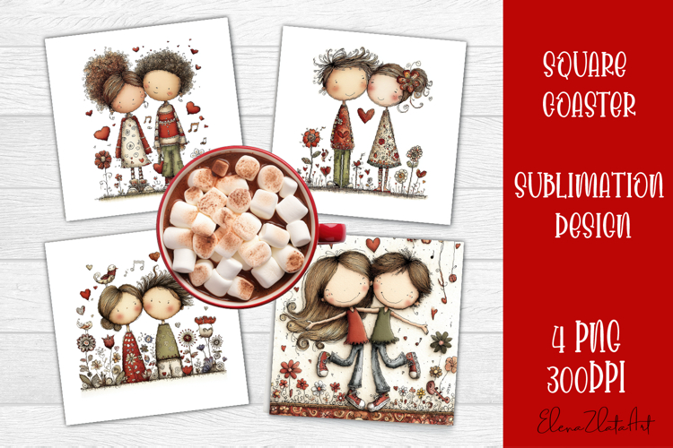 Valentines Day square coasters |love funny sublimation