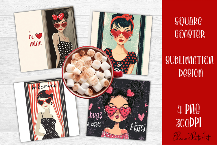 Cute girl valentines Coaster Design, heart Coaster