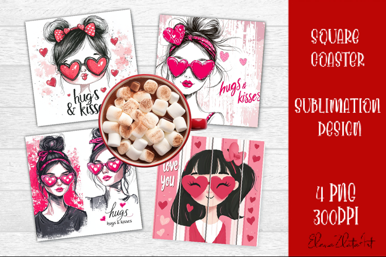 Cute girl valentines Coaster Design, heart Coaster