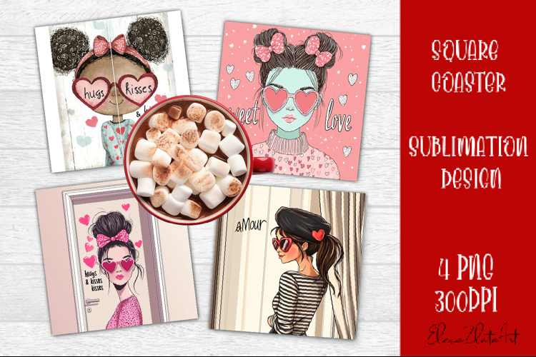 Cute girl valentines Coaster Design, heart Coaster