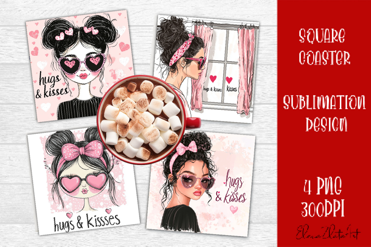 Cute girl valentines Coaster Design, heart Coaster