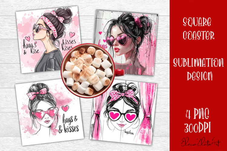 Cute girl valentines Coaster Design, heart Coaster