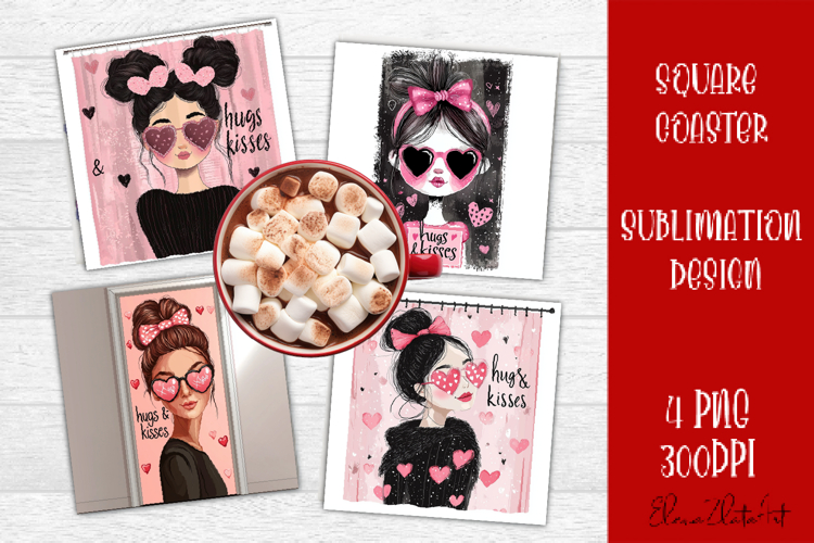 Cute girl valentines Coaster Design, heart Coaster