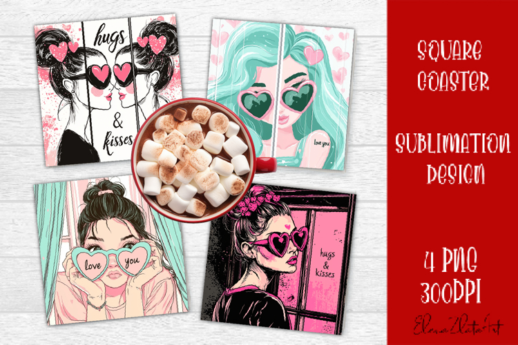 Cute girl valentines Coaster Design, heart Coaster