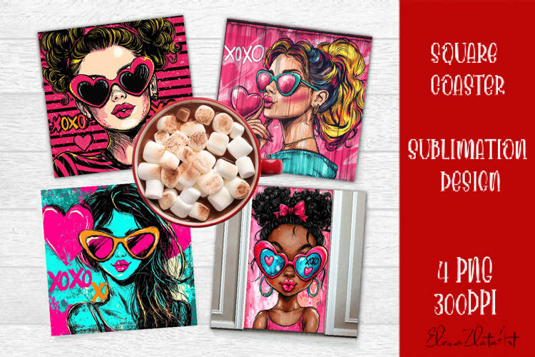 Cute girl valentines Coaster Design, heart Coaster