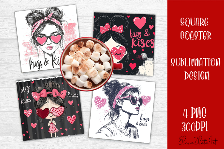 Cute girl valentines Coaster Design, heart Coaster