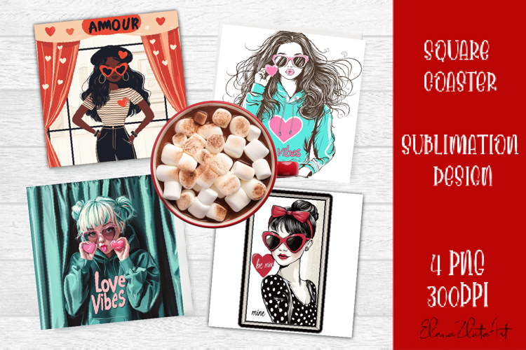 Cute girl valentines Coaster Design, heart Coaster