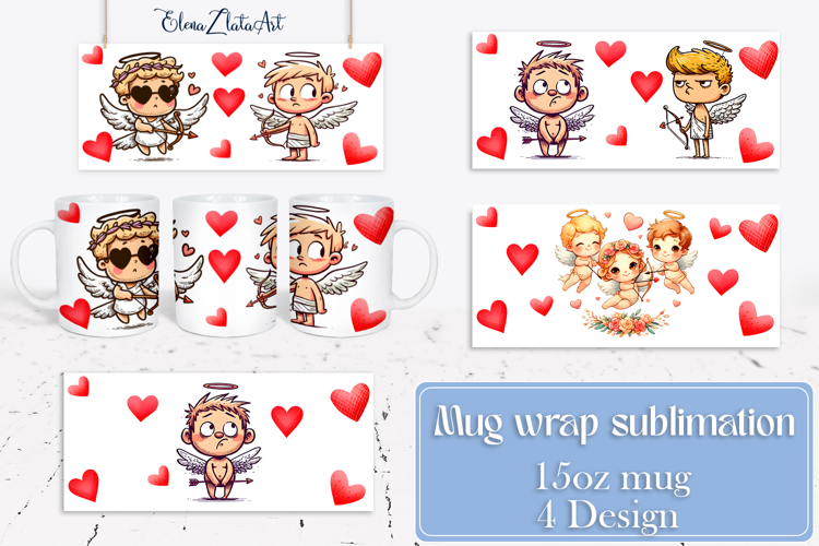 Valentines day Mug wrap sublimation| Hearts Png