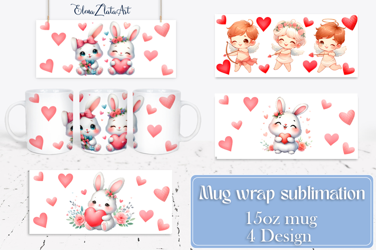 Valentines day Mug wrap sublimation| Hearts Png