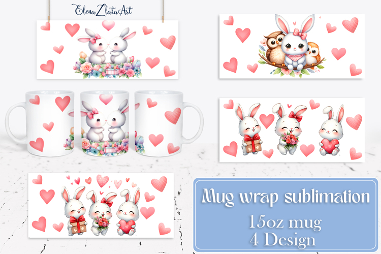 Valentines day Mug wrap sublimation| Hearts Png