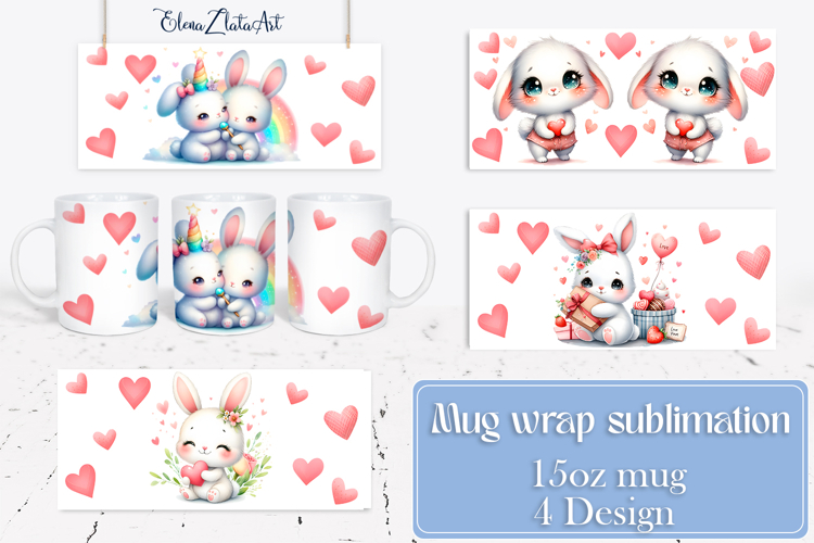 Valentines day Mug wrap sublimation| Hearts Png