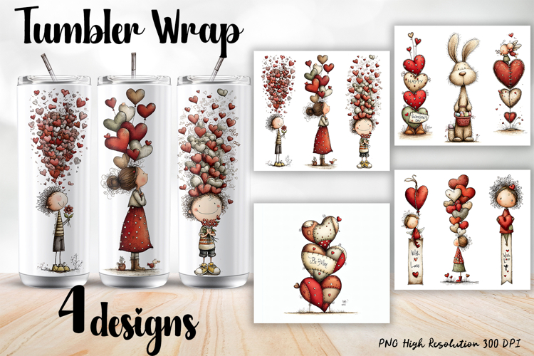 Valentine Day Tumbler Wrap, Sublimation