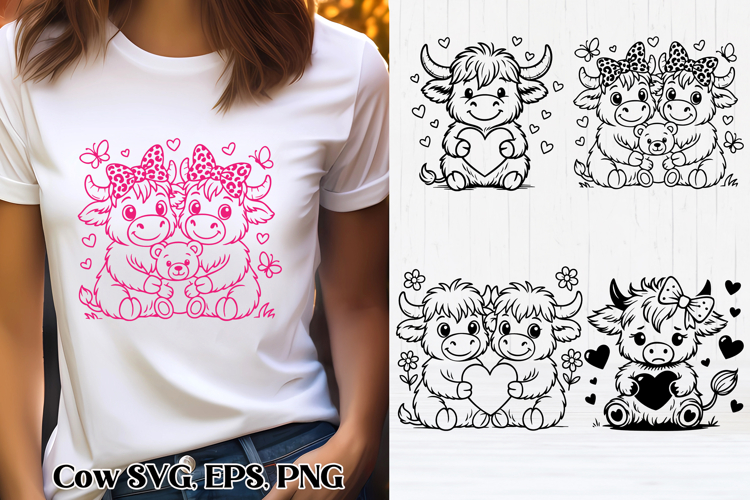 Cute Valentine’s highland cow SVG design | Valentine’s SVG
