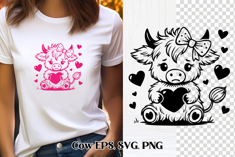 Cute Valentine’s highland cow SVG design | Valentine’s SVG