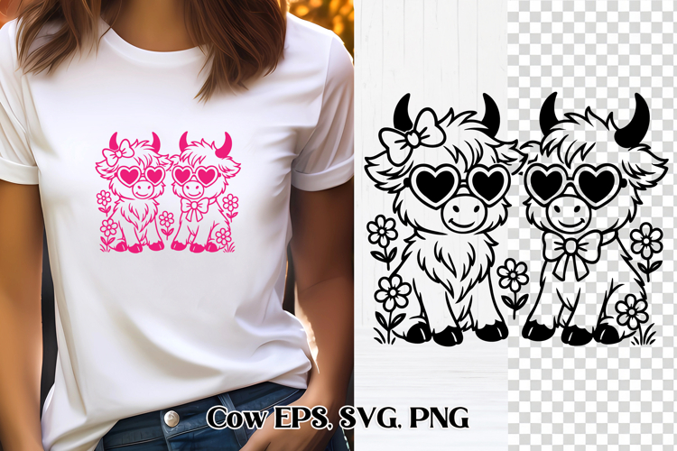 Cute Valentine’s highland cow SVG design | Valentine’s SVG