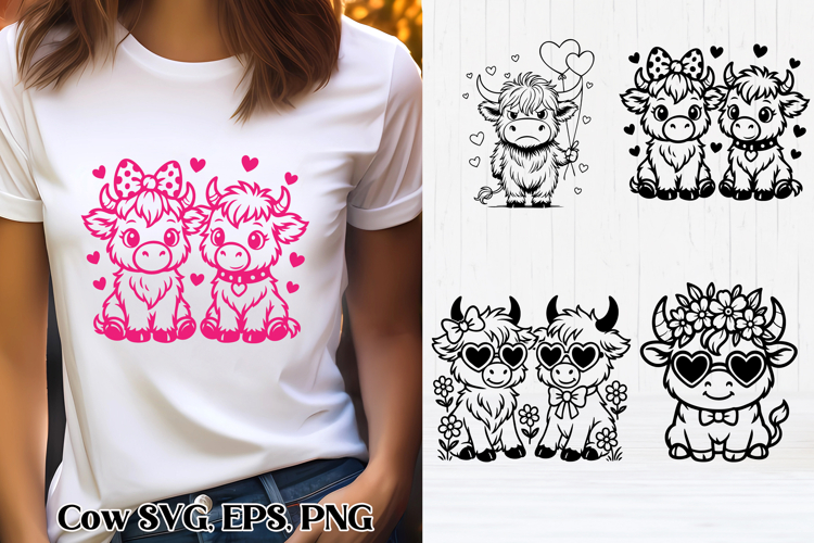 Cute Valentine’s highland cow SVG design | Valentine’s SVG