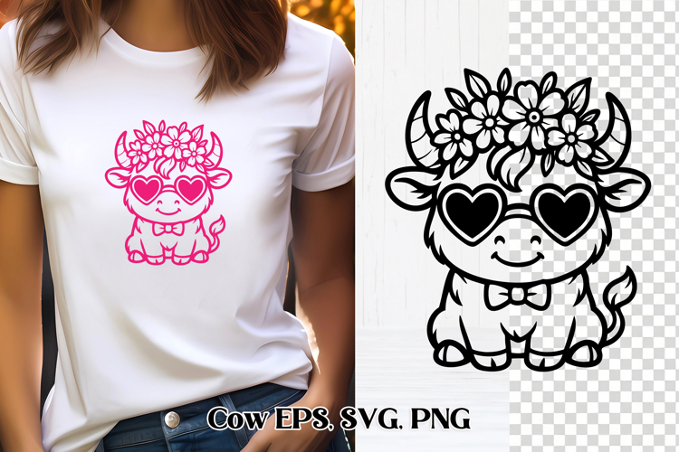 Cute Valentine’s highland cow SVG design | Valentine’s SVG