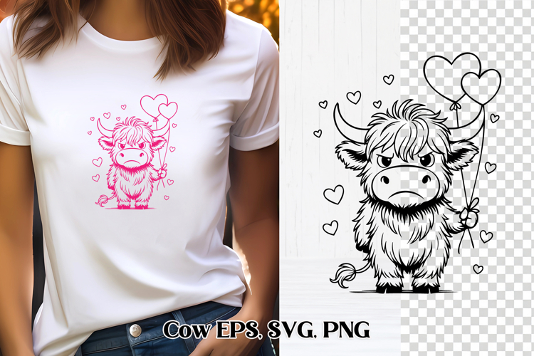 Cute Valentine’s highland cow SVG design | Valentine’s SVG