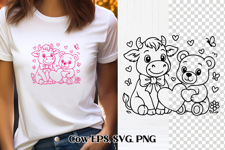 Cute Valentine’s highland cow SVG design | Valentine’s SVG