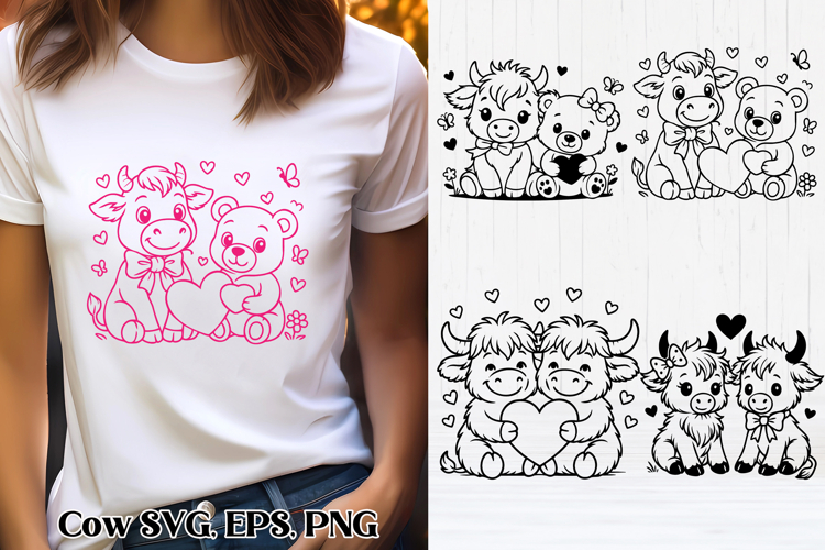 Cute Valentine’s highland cow SVG design | Valentine’s SVG