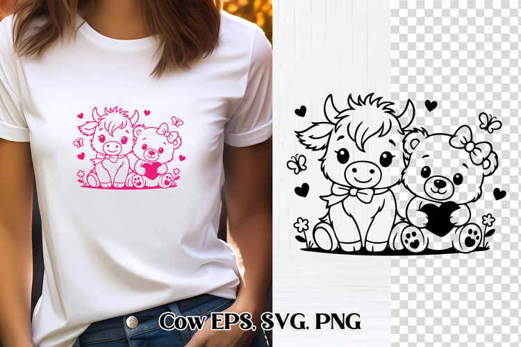 Cute Valentine’s highland cow SVG design | Valentine’s SVG