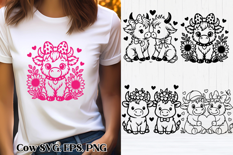 Cute Valentine’s highland cow SVG design | Valentine’s SVG