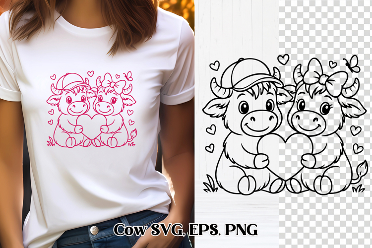 Cute Valentine’s highland cow SVG design | Valentine’s SVG