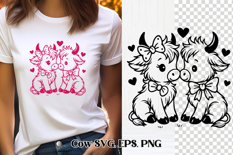 Cute Valentine’s highland cow SVG design | Valentine’s SVG