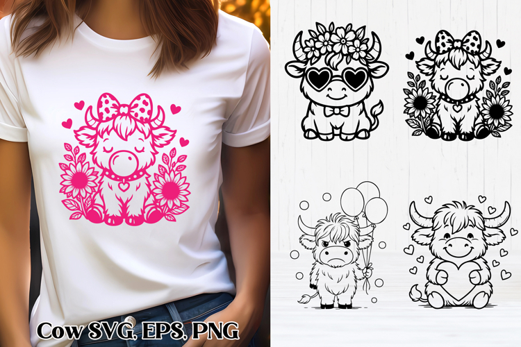 Cute Valentine’s highland cow SVG design | Valentine’s SVG