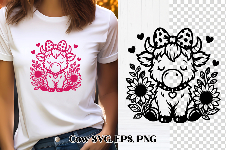 Cute Valentine’s highland cow SVG design | Valentine’s SVG