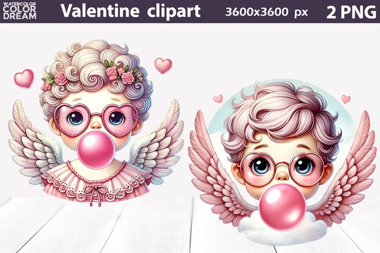 Retro Cupid Clipart | Cupid Blowing Bubble Sublimation