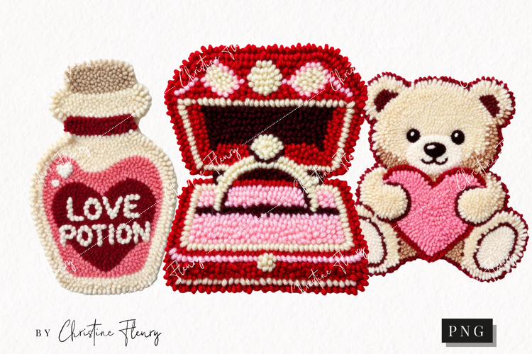 Faux Latch Hook Valentine Clipart | Valentines Day PNG